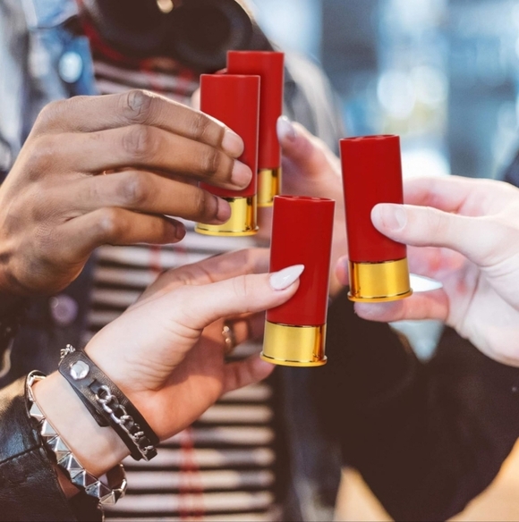 Set of 4 12 Gauge Red & Gold Shotgun Shell Shot Glasses - Picture 5 of 7